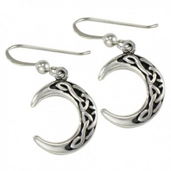 Sterling Silver Celtic Knot Crescent Moon Earrings - C11190OLVQB
