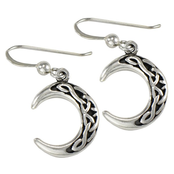 Sterling Silver Celtic Knot Crescent Moon Earrings - C11190OLVQB