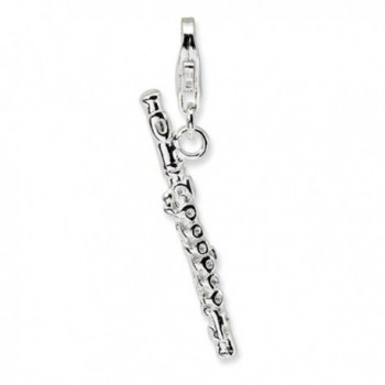 .925 Sterling Silver 3-D Flute Charm Lobster Clasp - C41154OQ9TZ