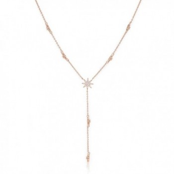 Star Drop Y Shaped Lariat Necklace Plated with 14K Rose Gold / White Gold - CX182XS8DK4