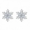 EVER FAITH 925 Sterling Silver Cubic Zirconia Winter Snowflake Flower Elegant Stud Earrings Clear - C0188NG24Y4
