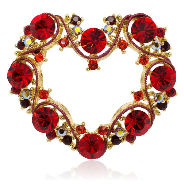 Akianna Gold-tone Swarovski Element Crystals Fancy Valentine Heart Pin Brooch - CX12C6ECV83