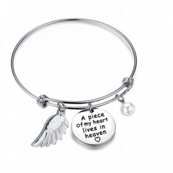 Zuo Bao Memorial Jewelry A Piece Of My Heart Lives In Heaven Adjustable Bangle with Angle Wing - Bangle - C5184KNL9QO