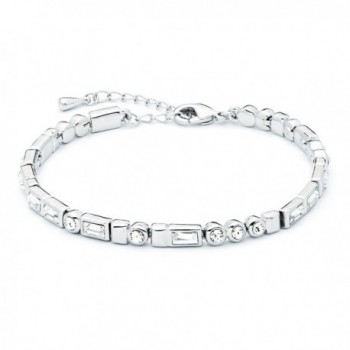 MYJS Morse Code Rhodium Plated I love You Tennis Bracelet with Swarovski Crystals - 17+5cm Extender - CV1230MALB3