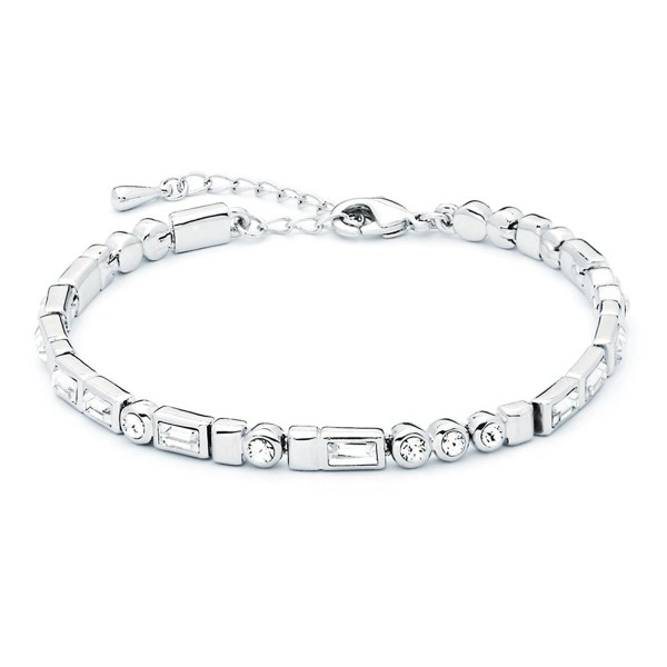 MYJS Morse Code Rhodium Plated I love You Tennis Bracelet with Swarovski Crystals - 17+5cm Extender - CV1230MALB3