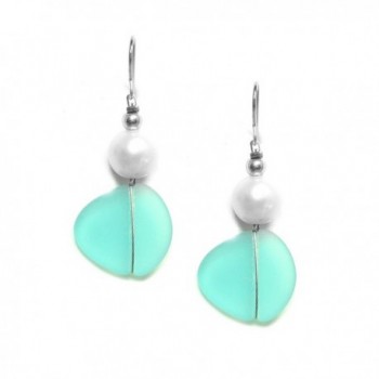 Solares Silvertone Aqua Blue Sea Glass Style Earrings with Accent - CJ124QSSA5T