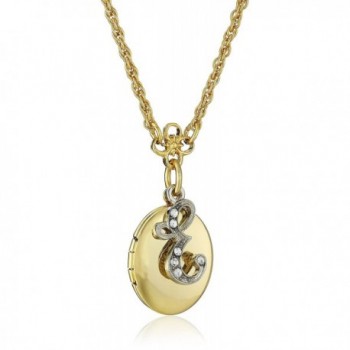 1928 Jewelry Gold- and Silver-Tone Crystal Initial Locket Necklace- 16" + 3" Extender - C9122UV8O65