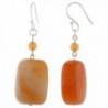 Sterling Silver Dangle Earrings with Natural Carnelian and Aventurine Stones- 1 11/16 inch long - C3113EOW4VT