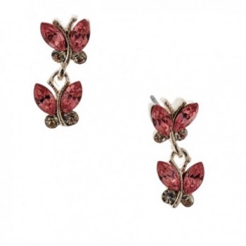 Womens Earring Silver Aurora Borealis Butterfly Stud Earrings - CG1276UZRQ5