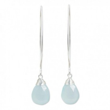 NOVICA .925 Sterling Silver and Pear-Shaped Blue Chalcedony Dangle Earrings- 'Sublime' - C0112X72GZR
