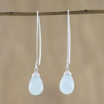 NOVICA Sterling Pear Shaped Chalcedony Earrings in Women's Drop & Dangle Earrings