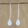 NOVICA Sterling Pear Shaped Chalcedony Earrings in Women's Drop & Dangle Earrings