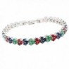 HERMOSA Fashion Bracelet Ruby Emerald Sapphire Peridot White Topaz Plated Silver Bracelets 7 inch - C512NH89SMO