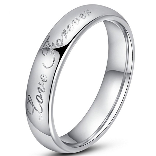 Womens 4mm Vintage Tungsten Carbide White Ring Engraved Love Forever ...