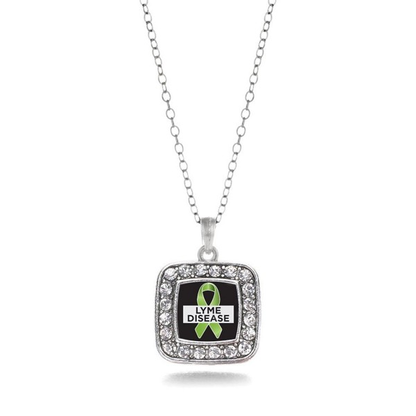 Lyme Disease Awareness Classic Silver Plated Square Crystal Necklace - CN11KEPFAY3