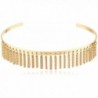 Steve Madden Womens Open Collar with Chain Fringe Choker Necklace - Gold - CN17YIC42HZ
