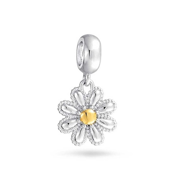 Bling Jewelry Gold Plated Daisy Flower Dangle Bead Charm .925 Sterling Silver - CQ11K39DN31
