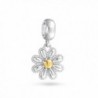 Bling Jewelry Gold Plated Daisy Flower Dangle Bead Charm .925 Sterling Silver - CQ11K39DN31