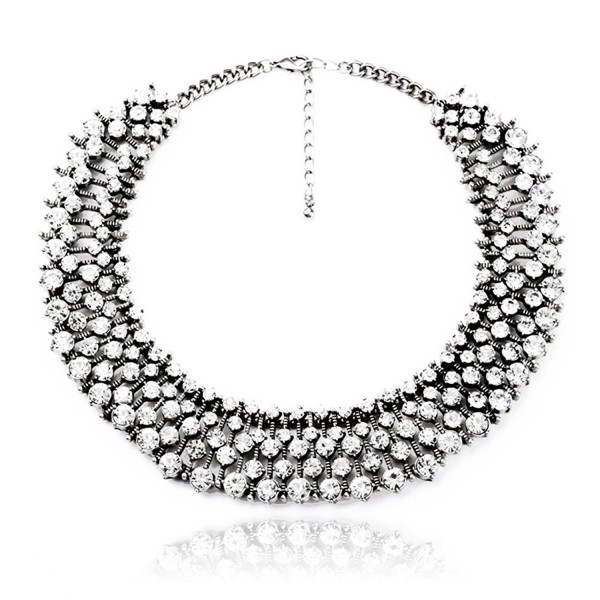 Fun Daisy Grand UK Princess Kate Middleton Hot Silver Tone Rhinestone Fashion Necklace with Free Earrings - C411Q4DHQ9R