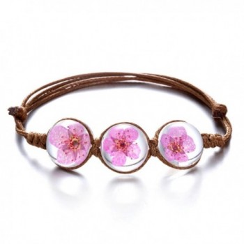 Rinhoo Handmade Gemstone Adjustable Bracelet - Rose - CG1832EDMO6