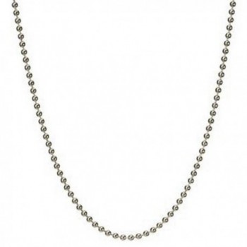 Solid Round Link Ball Beaded Chain Necklace- Bracelet Italian .925 Sterling Silver 7-36 inches (15 Inches) - C611F9O0APX