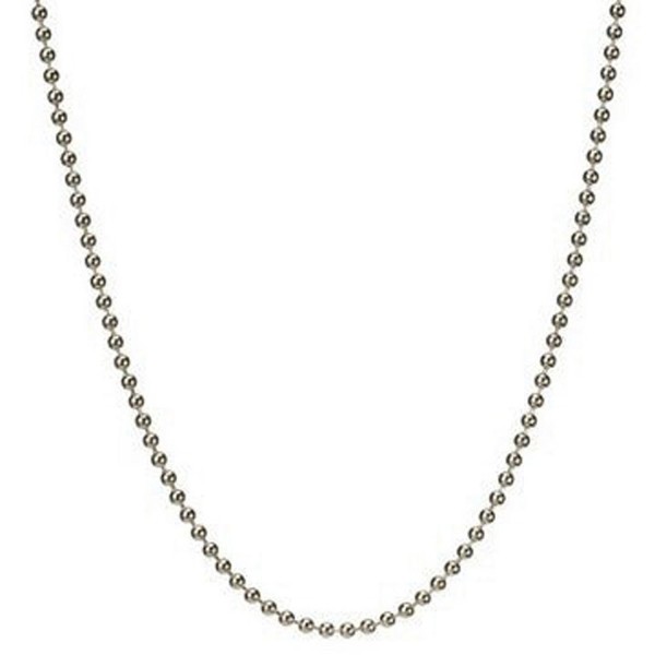Solid Round Link Ball Beaded Chain Necklace- Bracelet Italian .925 Sterling Silver 7-36 inches (15 Inches) - C611F9O0APX