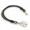 Leather Stainless 4 Leaf Bracelet Braided