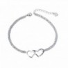 S925 Sterling Silver I Love U Forever Love Heart Double Chain Bracelets-7+2 inches - CY186H552CO