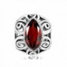 Jovana Sterling Silver Filigree Charm with January Birthstone Red Garnet- fits Pandora Braceet - CF116CU4Y1P