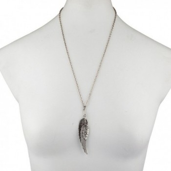 Lux Accessories Silvertone Feathered Necklace