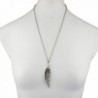 Lux Accessories Silvertone Feathered Necklace in Women's Pendants