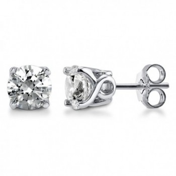 BERRICLE Rhodium Plated Sterling Silver Solitaire Stud Earrings Made with Swarovski Zirconia Round - C511TOWO6AL