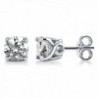 BERRICLE Rhodium Plated Sterling Silver Solitaire Stud Earrings Made with Swarovski Zirconia Round - C511TOWO6AL