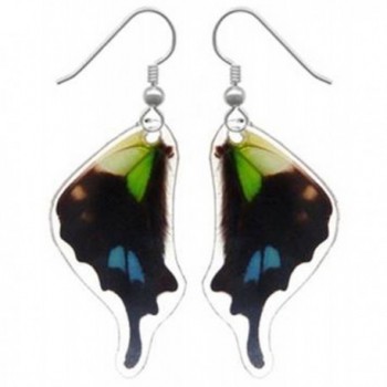 Real Butterfly Wing Earrings - Graphium Weiskei Bottom Wing - C911C032HGR