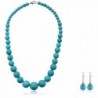 Green Simulated Turquoise Howlite 20" Lobster Clasp Necklace Earring Set - C311FP0ZAMJ