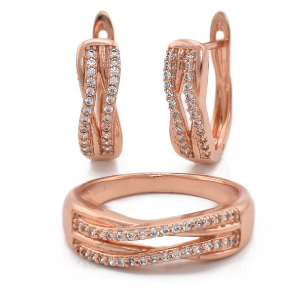 Olivia Star Rose Gold Plated Hypoallergenic Set Earrings+Ring for Women CZ Cubic Zirconia - C3189A0WZEQ