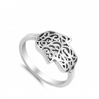 Sideways Filigree Hamsa Sterling Silver in Women's Band Rings