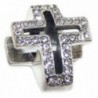 Solid 925 Sterling Silver "Two Sided Cross with Clear Crystals" Charm Bead 017 - C017XE2TERU