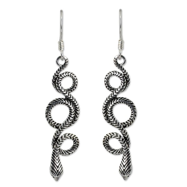 NOVICA Sterling Silver Snake Dangle Earrings- 'Infinity Serpent' - CU114BWJUFL