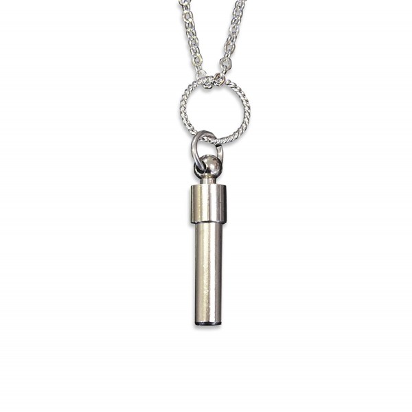 Silver Tiny Secret Stash Message Capsule Vial Cremation Urn Pendant Memorial Necklace - Polished Stainless Steel - C511ZUS3BXR