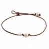 High Quality Single Freshwater Cultured 9.5-10.5mm Pearl Choker Necklace on Brown Leather Cord- 16" - CB11APM1IHD