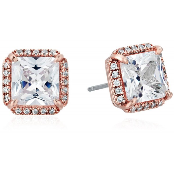 kate spade new york "Pave Princess Cut Studs" Save The Date Earrings - Clear/Rose Gold - CW185O0KA34