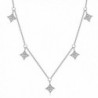 Choker Necklace with Diamond Shaped Charms 925 Sterling Silver 14"-16" - CT183D3TOTS