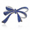 Bling Jewelry Blue Simulated Sapphire Crystal Bow Brooch Rhodium Plated - CF11EIJ4OBH