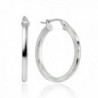 LOVVE Sterling Silver High Polished Square-Tube Round Click-Top Hoop Earrings- All Sizes - "45mm-1 4/5""" - CZ1889TW50M
