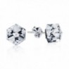 Clear Crystal Prism Cube .925 Sterling Silver Stud Earrings - C011TZ2NH1P