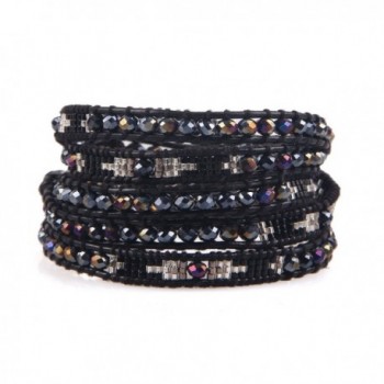 KELITCH Crystal Agate Mix Seed Beads 5 Wrap Bracelet Handmade Fashion Jewelry 34" - CL120FAP2IF