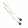 Gold Vermeil- Gemstone Long Drop Chain Ear Threads - Blue Lapis Lazuli & Swarovski Crystal 172mm - C9115LG5N7P