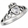 Sterling Silver Traditional Celtic Knot .25 cttw CZ Simulated Diamond Claddagh Ring - CY11TM7YT9R