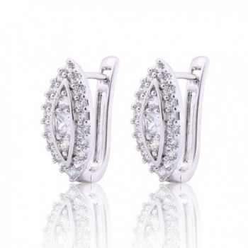 GULICX Silver Tone White Clear Cubic Zirconia Eye-shape Hoop Huggie Earrings for Pierced Ear - C9122S7XYPR